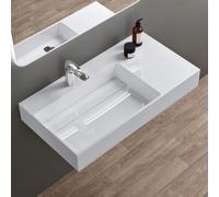 doporro Lavabo da Appoggio o Sospeso Rettangolare 90x48x13 cm per Bagno