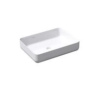 doporro Lavabo da Appoggio Rettangolare 55x40x13 cm in Marmo Resina Bianco, Lavandino Bagno senza Foro Rubinetto Colossum812