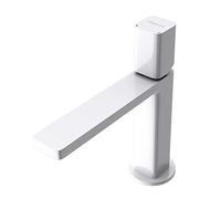 doporro Miscelatore Monocomando per Lavabo 19,6 cm Senza Leva | Finitura Bianco, Ottone, Cartuccia Ceramica, Collegamento Acqua Calda e Fredda, Kit di Montaggio Incluso, Per Lavabo da Bagno