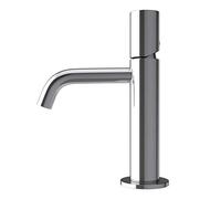 doporro Miscelatore Monocomando per Lavabo 20,7 cm Senza Leva | Finitura Argento, Ottone, Cartuccia Ceramica, Funzione Risparmio Idrico, Cartuccia a Dischi Ceramici, Indicatori Caldo/Freddo