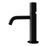 doporro Miscelatore Monocomando per Lavabo 20,7 cm Senza Leva | Finitura Nero Opaco, Ottone, Cartuccia Ceramica, Collegamento Acqua Calda e Fredda, Indicatori Caldo/Freddo, Comando Monoleva