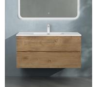 doporro Mobile Bagno Sospeso 80 cm con Lavabo e Cassetti Soft Close | Marrone, Lavabo in Resina Bianco, Aqualis F156 Colossum02
