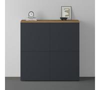 doporro Mobile Organizzatore Credenza Buffet in Legno con 4 Ante Push-to-Open e Soft-Close per Soggiorno, Sala da Pranzo o Ingresso, 100x36,4x100 cm Marrone chiaro e Antracite opaco Schrank04