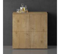 doporro Mobile Organizzatore Credenza Buffet in Legno con 4 Ante Push-to-Open e Soft-Close per Soggiorno, Sala da Pranzo o Ingresso, 76x36,4x76 cm Marrone chiaro Schrank04