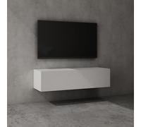 doporro Mobile Porta TV Sospeso 120 cm con 2 Ante Bianco Opaco, Credenza Bassa da Soggiorno Salotto, Madia Consolle per TV Fernsehschrank02