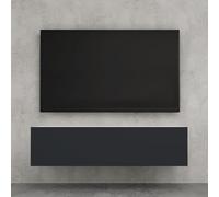 doporro Mobile Porta TV Sospeso 120 cm con 2 Ante Bianco Opaco e Antracite Opaco, Credenza Bassa da Soggiorno Salotto, Madia Consolle Bicolore per TV Fernsehschrank02