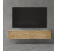 doporro Mobile Porta TV Sospeso 160 cm con 2 Ante Bianco Opaco e Marrone Chiaro, Credenza Bassa da Soggiorno Salotto, Madia Consolle Bicolore per TV Fernsehschrank02