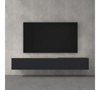 doporro Mobile Porta TV Sospeso 200 cm con 2 Ante Marrone Chiaro e Antracite Opaco, Credenza Bassa da Soggiorno Salotto, Madia Consolle Bicolore per TV Fernsehschrank02