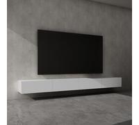 doporro Mobile Porta TV Sospeso 320 cm con 4 Ante Bianco Opaco, Credenza Bassa da Soggiorno Salotto, Madia Consolle per TV Fernsehschrank02