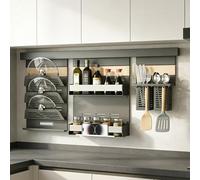 doporro Organizer Cucina da Parete con Portacoperchi e Porta Mestoli