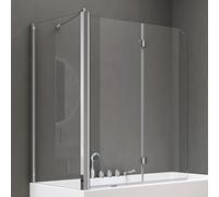 doporro Parete Doccia Sopravasca Angolare con 2 Ante Pieghevoli 120x140 cm e Parete Laterale 75 cm, Vetro Temperato Trasparente 6 mm Anticalcare con Barra Stabilizzatrice Cortona113