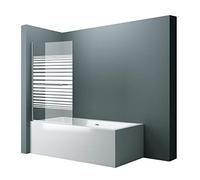 doporro Parete per Vasca Sopravasca da Bagno Doccia 95 x 140 cm Pannello Girevole 180° in Vetro Temperato 6mm Serigrafato con Maniglia Portasciugamani Montaggio Reversibile Cortona1122
