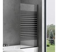 doporro Parete Vasca Doccia 80 x 140 cm Sopravasca Anta Girevole 180° in Vetro Temperato Serigrafato 6 mm, Profilo Nero Montaggio Reversibile Cortona201MS