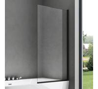 doporro Parete Vasca Doccia 80 x 140 cm Sopravasca Anta Girevole 180° in Vetro Temperato Trasparente 6 mm, Profilo Nero Montaggio Reversibile Cortona201K