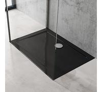 doporro Piatto Doccia 70x100 cm Rettangolare in Acrilico Rinforzato Nero, Altezza 4 cm Ultrasottile, con Piletta di Scarico Cromata Inclusa （AL01) - Faro2
