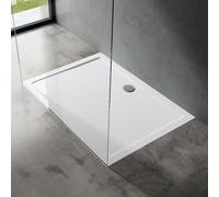 doporro Piatto Doccia 80x120 cm Rettangolare in Acrilico Rinforzato Bianco Lucido, Altezza 4 cm Ultrasottile, con Piletta di Scarico Cromata Inclusa （AL01) - Faro2