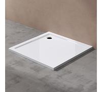 doporro Piatto Doccia Quadrato in Acrilico Rinforzato Faro1, H 4 cm Ultrasottile 75x75 Bianco Lucido con Piletta di Scarico Inclusa (AL02)