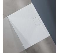 doporro Piatto Doccia Rettangolare 70x90 cm in Resina Minerale Bianco Effetto Pietra, Ultrasottile H 3 cm Antiscivolo - Geoma07