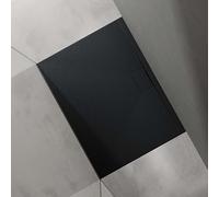 doporro Piatto Doccia Rettangolare 90x120 cm in Resina Minerale Antracite Effetto Pietra, Ultrasottile H 3 cm Antiscivolo - Geoma07