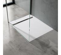 doporro Piatto Doccia Rettangolare in Marmoresina Effetto Pietra, Spessore 4 cm, Installazione Versatile, Design Antiscivolo, 70x90 cm, Bianco - Geoma04