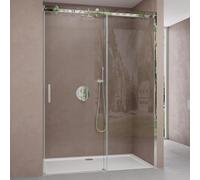 doporro Porta Doccia Scorrevole per Nicchia 145x195 cm, Box Doccia in Vetro Temperato Trasparente 8 mm Anticalcare, Profilo in Alluminio Regolabile - Teramo04