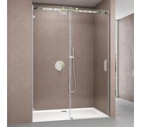 doporro Porta Doccia Scorrevole per Nicchia 150x195 cm, Box Doccia in Vetro Temperato Trasparente 8 mm Anticalcare - Teramo04-2