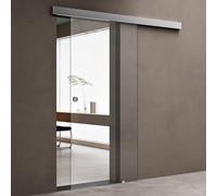 doporro Porta Scorrevole in Cristallo Temperato 77,5x205 cm con Binario Esterno Muro e Ammortizzatore, Porta Vetro Trasparente 8 mm, Porta Interna Scorrevole per Bagno Cucina Ufficio Studio