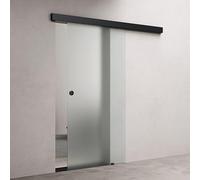 doporro Porta Scorrevole in Vetro 102.5x205cm, Porta Scorrevole con Sistema Softclose in Vetro Satinato 8mm con Binario e Maniglia Rotonda per Bagno Cucina Studio Ufficio, Nero, Amalfi-plus 12