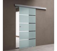 doporro Porta Scorrevole per Interni in Vetro Temperato Satinato a Righe 77,5x215 cm con Binario in Alluminio | Chiusura Ammortizzata e Distanziale da 25 mm - Amalfi11