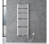 doporro Radiatore Piatto 140x50cm con Elemento Riscaldante 800W, Scaldasalviette da Bagno Termoarredo in Acciaio, Bianco, Riscaldamento Elettrico o ad Acqua Calda RHE