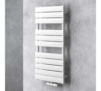 doporro Radiatore Termoarredo da Bagno 100x50 cm ad Acqua Calda da Parete | Colore Bianco, Acciaio al Carbonio, Attacco Basso Centrale, Montaggio a Parete, Funzione Portasciugamani, Utilizzo in Bagno