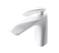 doporro Rubinetto Bagno Miscelatore per Lavabo Caldo e Freddo Regolabile Miscelatore Monocomando 16.5cm WAM-7201 Bianco