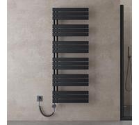 doporro Scaldasalviette Elettrico 159x60 cm 1000 W con Termostato e Timer | Colore Nero, Acciaio al Carbonio, Temperatura Regolabile, Montaggio a Parete, Funzione Portasciugamani, Componenti Regolabili