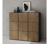 doporro Scarpiera Ingresso Componibile 135x36x120 cm con 18 Ripiani in Legno Antracite opaco e Marrone chiaro, Mobile Porta Scarpe Salvaspazio con Grande Capacità per Corridoio o Camera