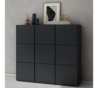 doporro Scarpiera Ingresso Componibile 135x36x120 cm con 18 Ripiani in Legno Antracite Opaco, Mobile Porta Scarpe Salvaspazio Armadio Multiuso con Grande Capacità per Corridoio o Camera
