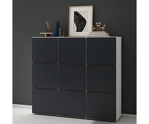 doporro Scarpiera Ingresso Componibile 135x36x120 cm con 18 Ripiani in Legno Bianco Opaco e Antracite Opaco, Mobile Porta Scarpe Salvaspazio Armadio Multiuso con Grande Capacità per Corridoio o Camera