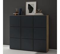 doporro Scarpiera Ingresso Componibile 135x36x120 cm con 18 Ripiani in Legno Marrone chiaro e Antracite opaco, Mobile Porta Scarpe Salvaspazio con Grande Capacità per Corridoio o Camera