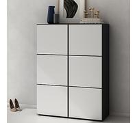 doporro Scarpiera Ingresso Salvaspazio 90x36x120 cm con 12 Ripiani in Legno Antracite Opaco e Bianco Opaco, Mobile Porta Scarpe Componibile Multiuso per Corridoio o Camera