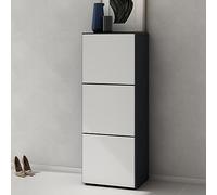 doporro Scarpiera Ingresso Slim Salvaspazio, Mobile Porta Scarpe Verticale con 3 Ante e 6 Ripiani, in Legno Antracite Opaco e Bianco Opaco, 45x36x120 cm, per Corridoio o Camera da Letto