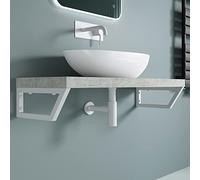 doporro Set 2 Supporto da Parete per Lavandino38x2,5x15cm, Reggimensole Mensole Porta-Asciugamani WH04 in Acciaio Inossidabile, Bianco