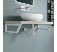 doporro Set di 2 Staffe per Lavabo Reggimensola Trapezio 430x150 mm in Acciaio Inox Bianco, Supporti da Parete per Mensole, Lavabi e Portasciugamani - WH04