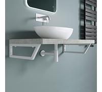 doporro Set di 2 Staffe per Lavabo Reggimensola Trapezio 480x150 mm in Acciaio Inox Bianco, Supporti da Parete per Mensole, Lavabi e Portasciugamani - WH04