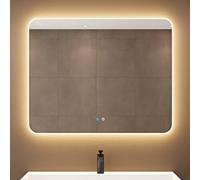 doporro Specchio Bagno LED 100x80 cm Rettangolare Retroilluminato con Interruttore Tattile Dimmerabile 3 Colori Antifog in Vetro Temperato HD, Installazione Orizzontale o Verticale