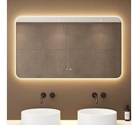 doporro Specchio Bagno LED 120x70 cm Rettangolare Retroilluminato con Interruttore Tattile Dimmerabile 3 Colori Antifog in Vetro Temperato HD, Installazione Orizzontale o Verticale