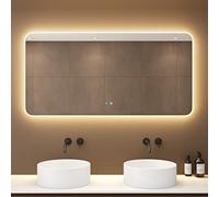 doporro Specchio Bagno LED 140x70 cm Rettangolare Retroilluminato con Touch | Vetro Temperato HD, Antiappannamento, Installazione Orizzontale o Verticale, Nova-02