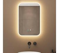 doporro Specchio Bagno LED 40x60 cm Rettangolare Retroilluminato con Interruttore Tattile Dimmerabile 3 Colori Antifog in Vetro Temperato HD, Installazione Orizzontale o Verticale