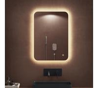 doporro Specchio Bagno LED 50x70 cm Rettangolare da Parete Antiappannamento | Vetro Temperato HD, Interruttore Tattile, Dimmerabile a 3 Colori, Installazione Orizzontale o Verticale, LED-Spiegel-03