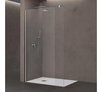 doporro Walk in Box Doccia 140 x 200 cm, Parete Doccia Fissa in Cristallo 8mm, Vetro Trasparente Temperato Rivestimento Nano, Regolabile con Stabilizzatore, Profilo Cromo - Bremen01k