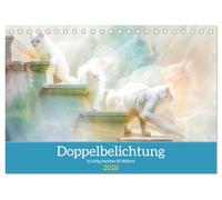 Doppelbelichtung in luftig leichten KI-Bildern (Tischkalender 2026 DIN A5 quer), CALVENDO Monatskalender: Tier- und Menschenwelt in zarten Farben