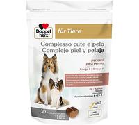 Doppelherz Complesso Cute e Pelo per Cani, Supporto alla Funzione Dermica in Caso di Dermatosi ed Eccessiva Perdita di Peli, omega-3+6, zinco, biotina, vitamine B+E+A, 30 Masticativi